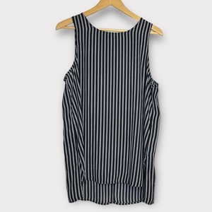 Who What Wear Striped Black & White Sleeveless Longline Tank‎ Large